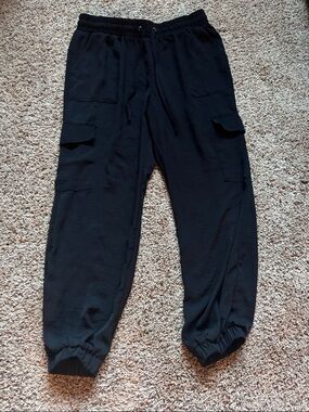 Maurices Black Cargo Jogger Track Pants